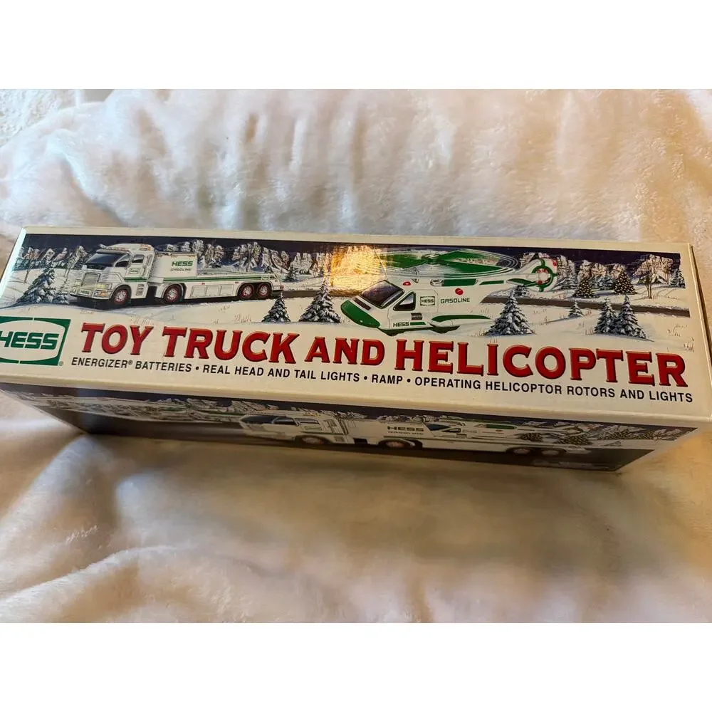 2006 Hess Toy Truck & Helicopter Gasoline Transport w/ Box Instructions